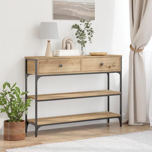 vidaXL Console Tafel Ambachtelijk Eiken 100x25x75 cm Bewerkt, Huis en Inrichting, Tafels | Bijzettafels, Nieuw, Verzenden