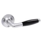 Retro Deurklink Klassiek mat nikkel met ronde rozetten, Doe-het-zelf en Bouw, Ophalen of Verzenden, Nieuw, Koper of Messing, Klink of Kruk