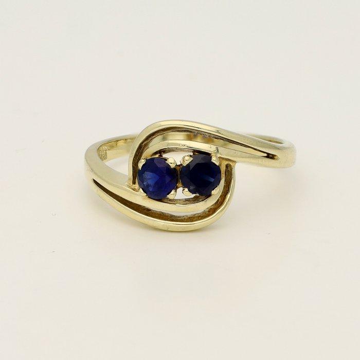 Ring - 18 karaat Geel goud - 0.52ct. tw. Saffier, Handtassen en Accessoires, Ringen