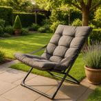 Fauteuil de jardin avec coussins - gris - 84 x 63 x 88 cm, Verzenden