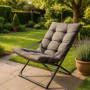Fauteuil de jardin avec coussins - gris - 84 x 63 x 88 cm beschikbaar voor biedingen