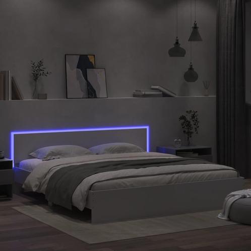 vidaXL Cadre de lit avec tête de lit et LED blanc, Huis en Inrichting, Slaapkamer | Bedden, Verzenden