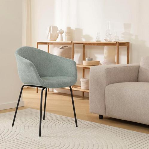 Nolon kuipstoel met armleuningen | Eetkamerstoel | Groen, Huis en Inrichting, Stoelen, Overige kleuren, Eén, Nieuw, Stof, Verzenden