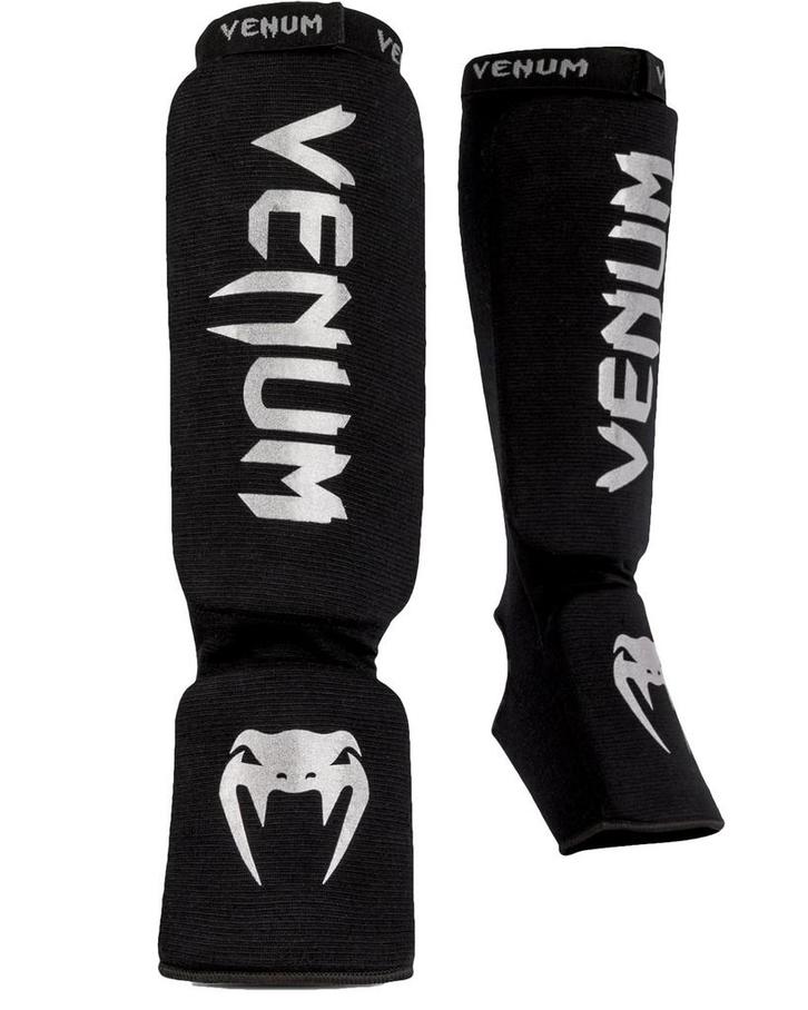Venum Kontact Scheenbeschermers Zwart Zilver, Sport en Fitness, Vechtsporten en Zelfverdediging, Nieuw, Overige, Verzenden