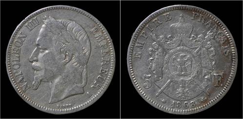 France Napoleon Iii 5 franc 1868a zilver, Timbres & Monnaies, Monnaies | Europe | Monnaies non-euro, Envoi