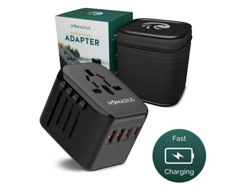 Nomadius Wereldstekker - Fast Charging Reisstekker -, Huis en Inrichting, Woonaccessoires | Overige, Nieuw, Verzenden