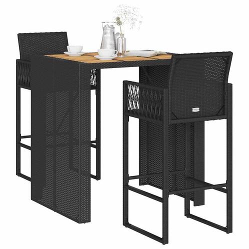 vidaXL 3-delige Tuinbarset zonder kussens poly rattan acacia, Tuin en Terras, Tuinsets en Loungesets, Nieuw, Verzenden