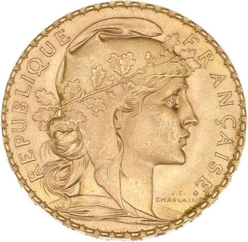 6,45 grams - Goud .900 - 20 Francs Coq / Marianne, Postzegels en Munten, Edelmetalen en Baren