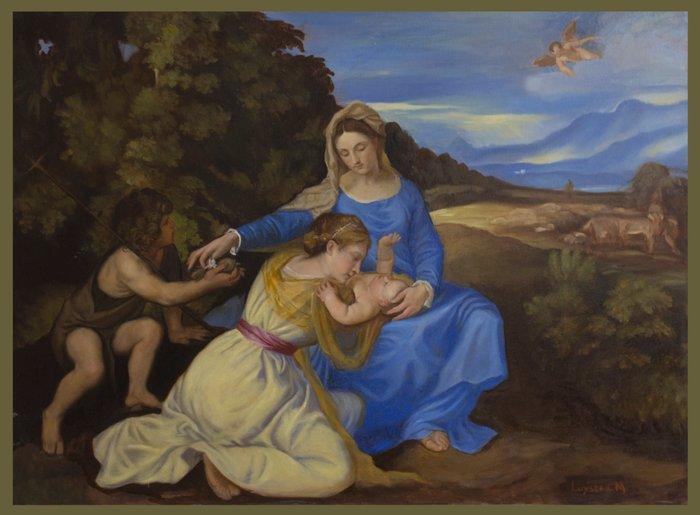M. Loyseau (XX), Navolger van - The Aldobrandini Madonna, Antiek en Kunst, Kunst | Schilderijen | Klassiek