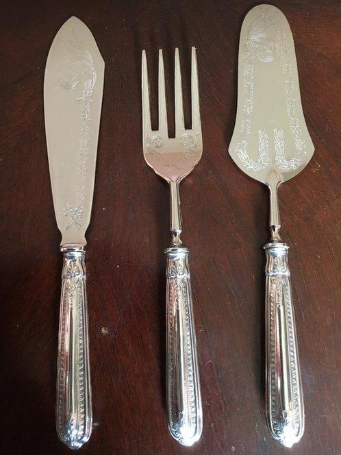 Service à pâtisserie/gâteau (3) - Argent 800 - Plaque en, Antiek en Kunst, Antiek | Zilver en Goud