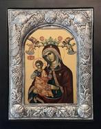 Icoon - Moeder Gods - Hout, Verzilverd - Byzantijnse icoon -, Antiek en Kunst