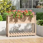vidaXL Plantenbak met schap 111,5x34,5x81 cm massief, Tuin en Terras, Bloempotten, Verzenden, Nieuw