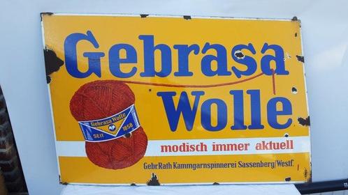 Emaillerie Boos  & Hahn - Gebrasa wolle - Emaille bord -, Antiek en Kunst, Antiek | Wandborden en Tegels