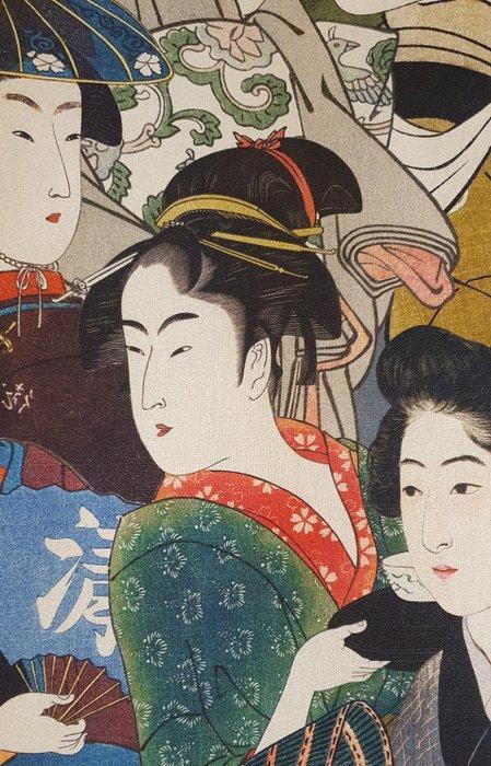 Raro tessuto Giapponese con Geisha - 600x140cm - Tapisserie, Antiquités & Art, Curiosités & Brocante