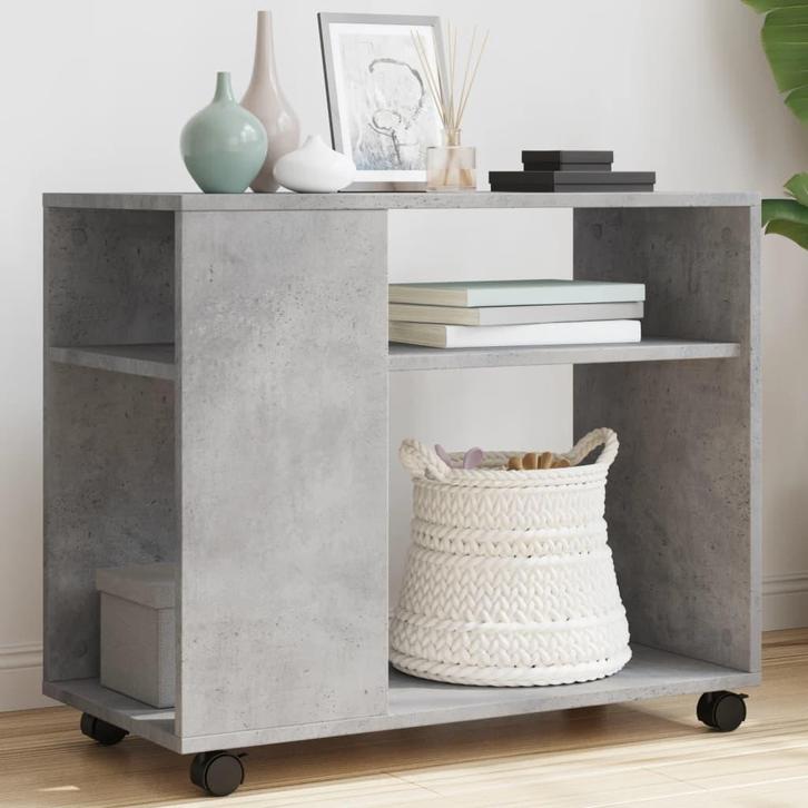 vidaXL Bijzettafel met wielen 70x35x60 cm bewerkt hout, Huis en Inrichting, Tafels | Bijzettafels, Nieuw, Verzenden