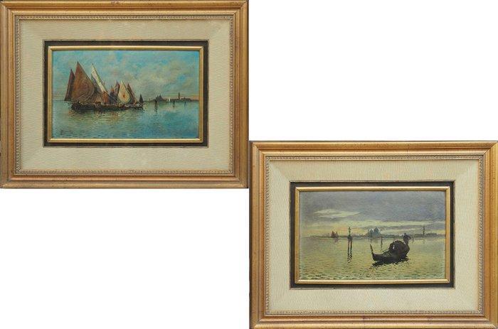 Andrea Biondetti (1851 - 1946) - Lotto di due Vedute di, Antiek en Kunst, Kunst | Schilderijen | Klassiek