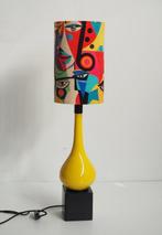 Vintage porcelaine table lamp/cubist fabric - Lamp - Metaal,, Antiek en Kunst, Kunst | Designobjecten