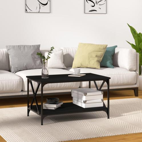 vidaXL Salontafel 80x50x45 cm bewerkt hout en ijzer zwart, Huis en Inrichting, Tafels | Salontafels, Nieuw, Verzenden