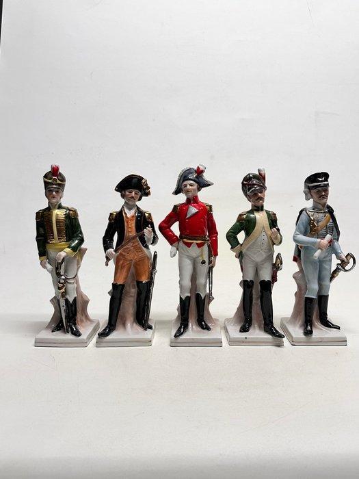 Figure - Porcelain Soldier Figurines – Set of Five,, Antiek en Kunst, Antiek | Glaswerk en Kristal