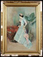 Pietro Scoppetta (1863-1920) - Portrait of a Lady in Blue, Antiek en Kunst