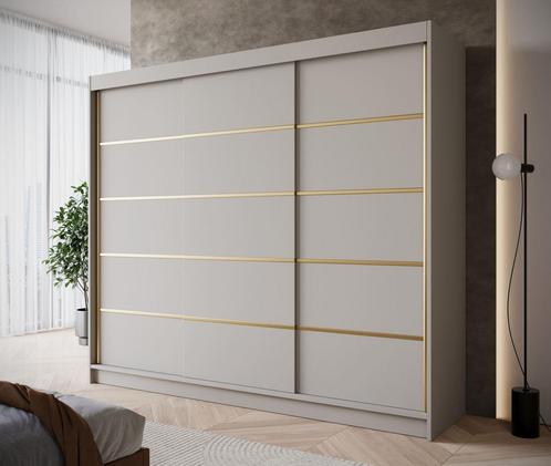 Kledingkast 250cm beige met goud schuifdeuren Garderobekast, Huis en Inrichting, Kasten | Overige, Nieuw, Verzenden