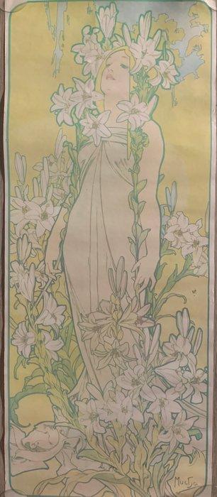 Alphonse Mucha (after) - Iris fiori - Années 1970, Antiek en Kunst, Kunst | Tekeningen en Fotografie