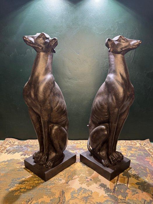 Beeld, Greyhound - Set van 2 - 55 cm - Hars, Antiquités & Art, Art | Objets design