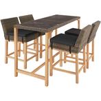 tectake Wicker bartafel Lovas met 4 stoelen Latina - natuur, Tuin en Terras, Verzenden, Nieuw