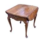 Bijzettafel - Inklapbare armen - Hout, Messing, Antiek en Kunst