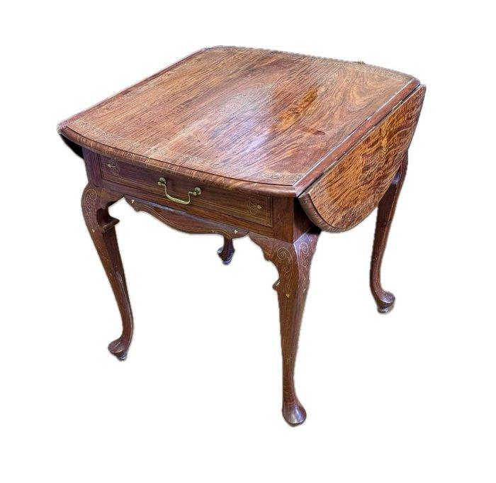 Bijzettafel - Inklapbare armen - Hout, Messing, Antiek en Kunst, Antiek | Overige Antiek
