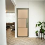 Stalen Binnendeur 3 Vlaks Olijfgroen Mat glas Met slot, Minder dan 80 cm, Binnendeur, Nieuw, Metaal