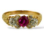Ring - 18 karaat Geel goud, 18K goud 0,75 ct Burma robijn &, Handtassen en Accessoires, Ringen, Nieuw