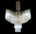Lampe à suspendre - Laiton, Verre - Lustre en cascade