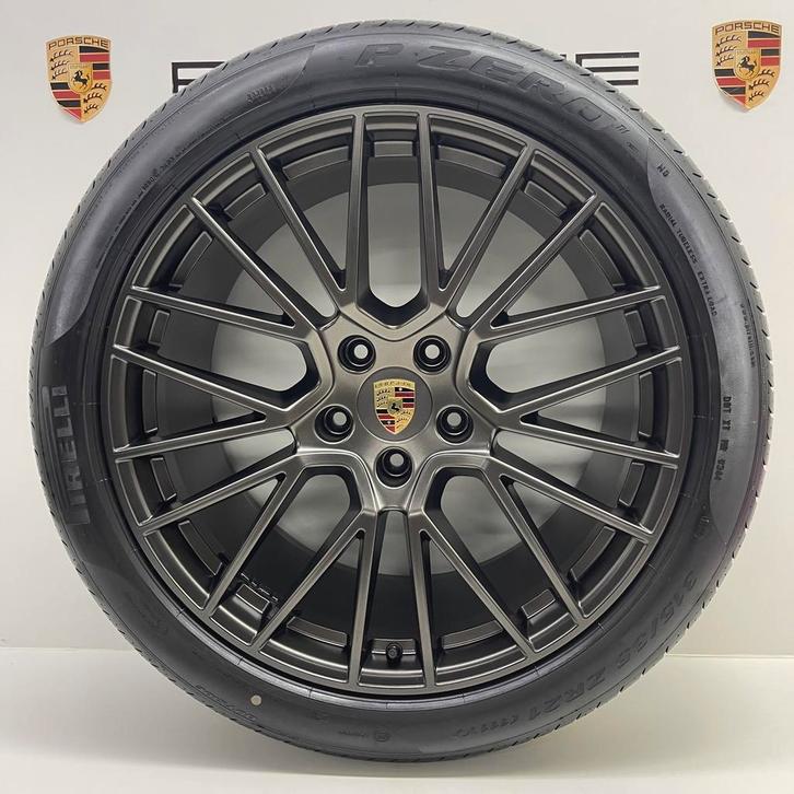 Porsche Cayenne E3 (I+II) 21 RS Spyder Titanium met banden, Auto-onderdelen, Banden en Velgen, 21 inch, Zomerbanden, 315 mm, Personenwagen