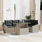 vidaXL 6-delige tuinsofa set met kussens in lichtgrijs poly, Tuin en Terras, Verzenden, Nieuw