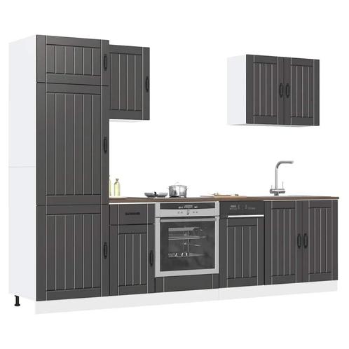 vidaXL 7-delige Keukenkastenset Lucca bewerkt hout zwart, Huis en Inrichting, Kasten | Overige, Nieuw, Verzenden