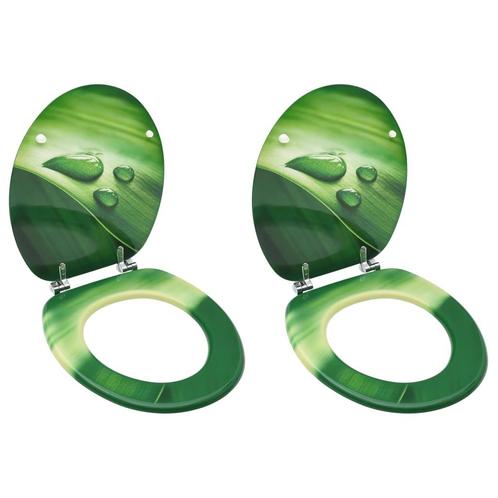 vidaXL Toiletbrillen met deksel 2 st waterdruppel MDF groen, Doe-het-zelf en Bouw, Sanitair, Nieuw, Verzenden