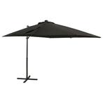 vidaXL Zweefparasol met paal en LED-verlichting 250 cm zwart, Verzenden, Nieuw
