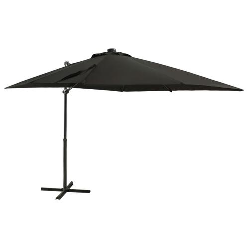 vidaXL Zweefparasol met paal en LED-verlichting 250 cm zwart, Tuin en Terras, Parasols, Nieuw, Verzenden