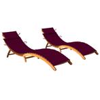 vidaXL Ligbedden 2 st met kussens massief acaciahout, Tuin en Terras, Ligbedden, Verzenden, Nieuw