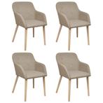 vidaXL Chaises à manger lot de 4 beige tissu et chêne, Verzenden, Neuf