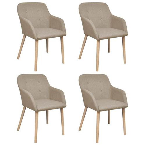 vidaXL Chaises à manger lot de 4 beige tissu et chêne, Maison & Meubles, Chaises, Neuf, Envoi