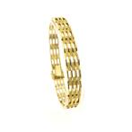 Gouden fantasie/tank schakel armband | 20,5 cm, Ophalen of Verzenden, Gebruikt, Overige kleuren, Goud