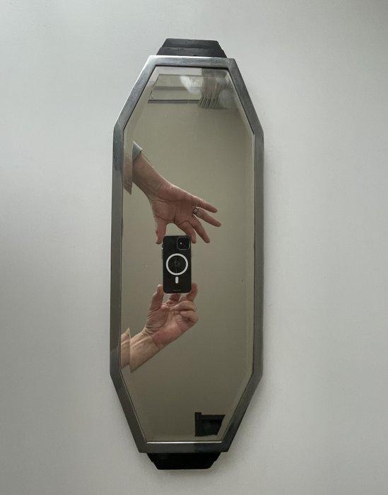 Plateau - Métal chromé, bois et miroir poli. - Plateau, Antiek en Kunst, Kunst | Designobjecten