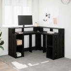 vidaXL Bureau met plank Zwart Eiken 130 x 130 x 91 cm, Huis en Inrichting, Verzenden, Nieuw