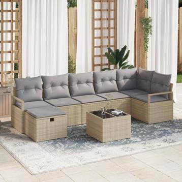 vidaXL Tuin Sofa Set Set van 5 Beige, Lichtgrijs Poly Rattan, Verzenden