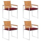 vidaXL Tuinstoelen 4 st met kussens massief acaciahout, Tuin en Terras, Tuinstoelen, Verzenden, Nieuw