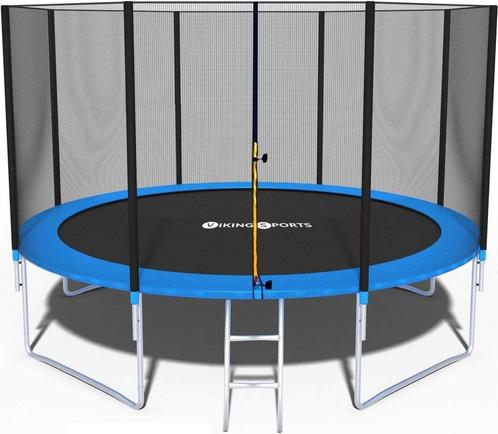 Trampoline - blauw - 435 cm - met net en ladder - tot 180 KG, Kinderen en Baby's, Speelgoed | Buiten | Trampolines, Nieuw, Ophalen of Verzenden
