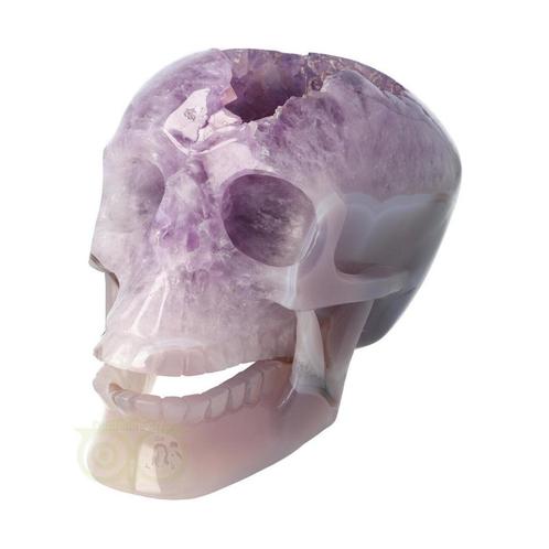Amethist - Agaat Geode kristallen schedel 3.9 kg, Handtassen en Accessoires, Edelstenen, Nieuw, Verzenden
