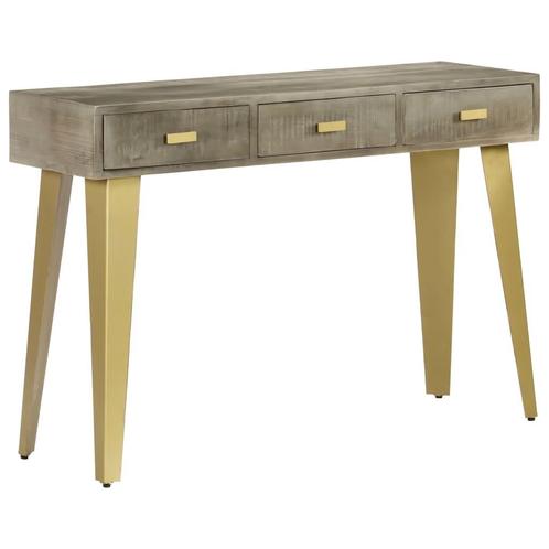 vidaXL Wandtafel 110x35x76 cm massief mangohout met messing, Huis en Inrichting, Tafels | Bijzettafels, Nieuw, Verzenden